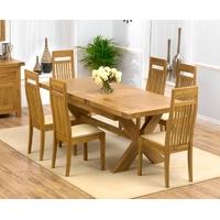 Mark Harris Avignon Solid Oak 160cm Extending Dining Set with 6 Monte Carlo Cream Dining Chairs