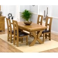 Mark Harris Avignon Solid Oak 160cm Extending Dining Set with 4 John Louis Brown Dining Chairs