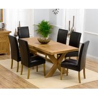 Mark Harris Avignon Solid Oak 160cm Extending Dining Set with 6 Rustique Brown Dining Chairs