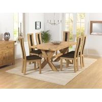 Mark Harris Avignon Solid Oak 165cm Extending Dining Set with 6 Havana Brown Dining Chairs