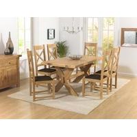 Mark Harris Avignon Solid Oak 165cm Extending Dining Set with 6 Cantebury Brown Dining Chairs