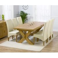 Mark Harris Avignon Solid Oak 200cm Extending Dining Set with 6 Roma Cream Dining Chairs