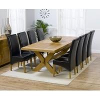 Mark Harris Avignon Solid Oak 200cm Extending Dining Set with 8 Roma Brown Dining Chairs