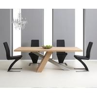 Mark Harris Montana Solid Oak and Metal 225cm Dining Set with 4 Hereford Black Dining chairs