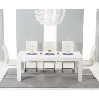 mark harris venice white high gloss extending dining set with 6 ivory  ...