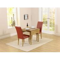 Mark Harris Promo Solid Oak 70cm Rectangular Extending Dining Set with 2 Atlanta Red Faux Leather Dining Chairs