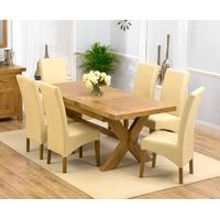 Mark Harris Avignon Solid Oak 160cm Extending Dining Set with 6 Roma Cream Dining Chairs