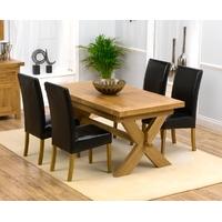 Mark Harris Avignon Solid Oak 160cm Extending Dining Set with 4 Rustique Brown Dining Chairs