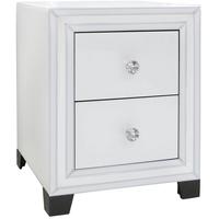 Manama White Mirrored 2 Drawer Bedside Cabinet