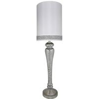 Madison Diamond Stripe Shade White Silver Mercury Statement Lamp