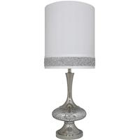 Madison Diamond Stripe Shade 10 Inch White Silver Mercury Disc Table Lamp