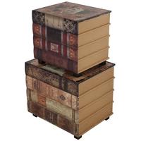 Mandarin Snakeskin Set Of 2 Brown Vintage Book Trunks (Set of 2)