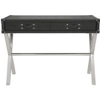 Mandarin Snakeskin Faux Leather Black 2 Drawer Console Table