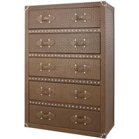 mandarin snakeskin leather light brown 5 drawer cabinet