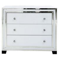 manama white mirrored 3 chest of drawer