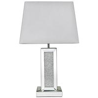 Madison Diamond Mirrored Rectangle Table Lamp with White Shade