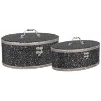 Madison Sparkle Wooden Oval Storage Boxes (Set of 2)