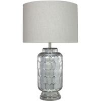 Mayfair Chrome Glass Large Table Lamp with Natural Linen Shade (Set of 2)