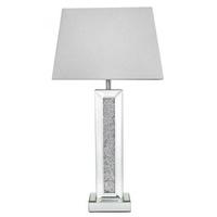 Madison Diamond Mirrored Pillar Lamp with White Shade