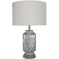 Mayfair Chrome Glass Table Lamp with Natural Linen Shade (Set of 3)