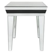 Manama Black and Clear Mirrored End Table