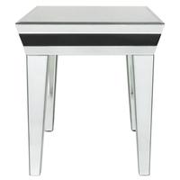 manama black and clear mirrored end table