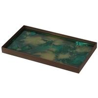 Malachite Organic Metal Rim Medium Mini Glass Tray (Set of 5)