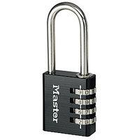 Master Lock 7640EURDBLKLH 4 Digit Resettable Long Shackle Black Aluminium Padlock 40mm