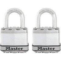 Master Lock Excell M1EURT Laminated Steel Padlock 45mm 2 Pack