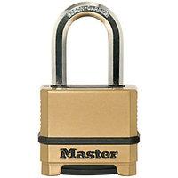 Master Lock Excell M175EURDLF 4 Digit Resettable Long Shackle Brass Plated Padlock 50mm