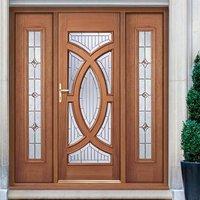 Majestic Exterior Hardwood Door and Frame Set with Two Side Screens and Zinc Double Glazing