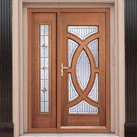 majestic exterior hardwood door and frame set with one side screen and ...