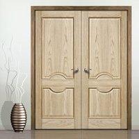 Marseille 2 Panel Oak Fire Door Pair with Raised Mouldings