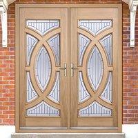 majestic external oak door pair with zinc bevel clear tri glazing