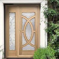 Majestic Exterior Oak Door and Frame Set with One Side Screen and Zinc Double Glazing