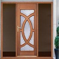 Majestic Exterior Hardwood Door with Zinc Double Glazing and Frame Set with Two Unglazed Side Screens