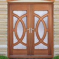 Majestic Hardwood Door Pair with Zinc Clear Bevelled Double Glazing