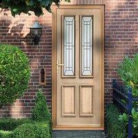 Malton Oak Door with Diamond style Black Caming Safety Tri Glazing