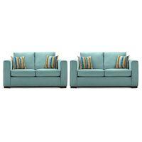 maya fabric 3 and 2 seater suite sky blue