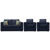 Maya Fabric 3 Seater and 2 Armchair Suite Midnight Blue