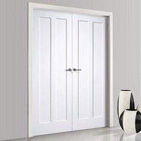 maine white primed 2 panel door pair