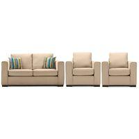 Maya Fabric 3 Seater and 2 Armchair Suite Cream