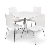 Mandy White 90cm Round Dining Table with 4 Chairs