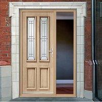 Malton Oak Door with Black Caming Tri Glazing and Frame with One Unglazed Side Screen