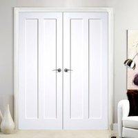 Maine White Primed 2 Panel Fire Door Pair is 30 Minute Fire Rated