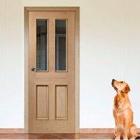 Malton Oak Glazed Door with Raised Mouldings and Bevelled Clear Glass