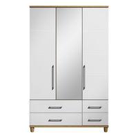 marlena 3 door mirrored gents wardrobe oak and white