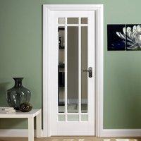 Manhattan white door with bevelled clear safety glass