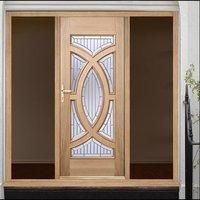 Majestic Exterior Oak Door with Zinc Double Glazing and Frame Set with Two Unglazed Side Screens