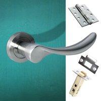 Malaga Mediterranean Fire Lever on Rose - Satin Nickel Handle Pack